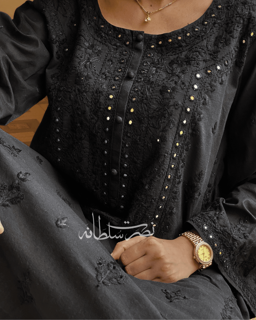 Hand Embroidered Mirror work kurta