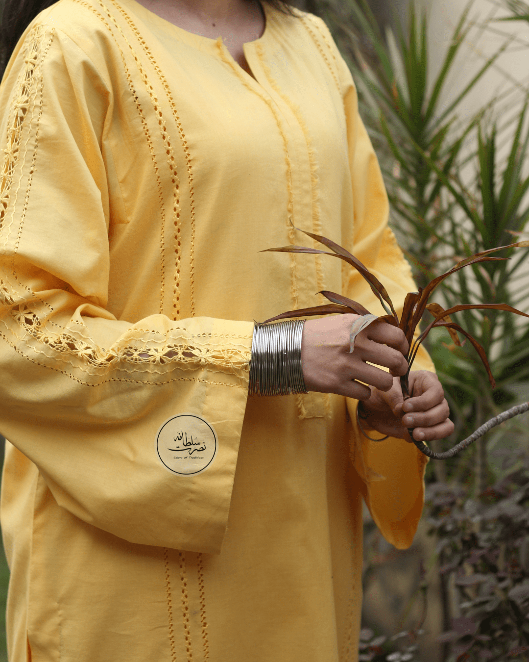 Handcrafted Tarkashi Work Pure Lawn Shirt - Pret - Fresh Yellow