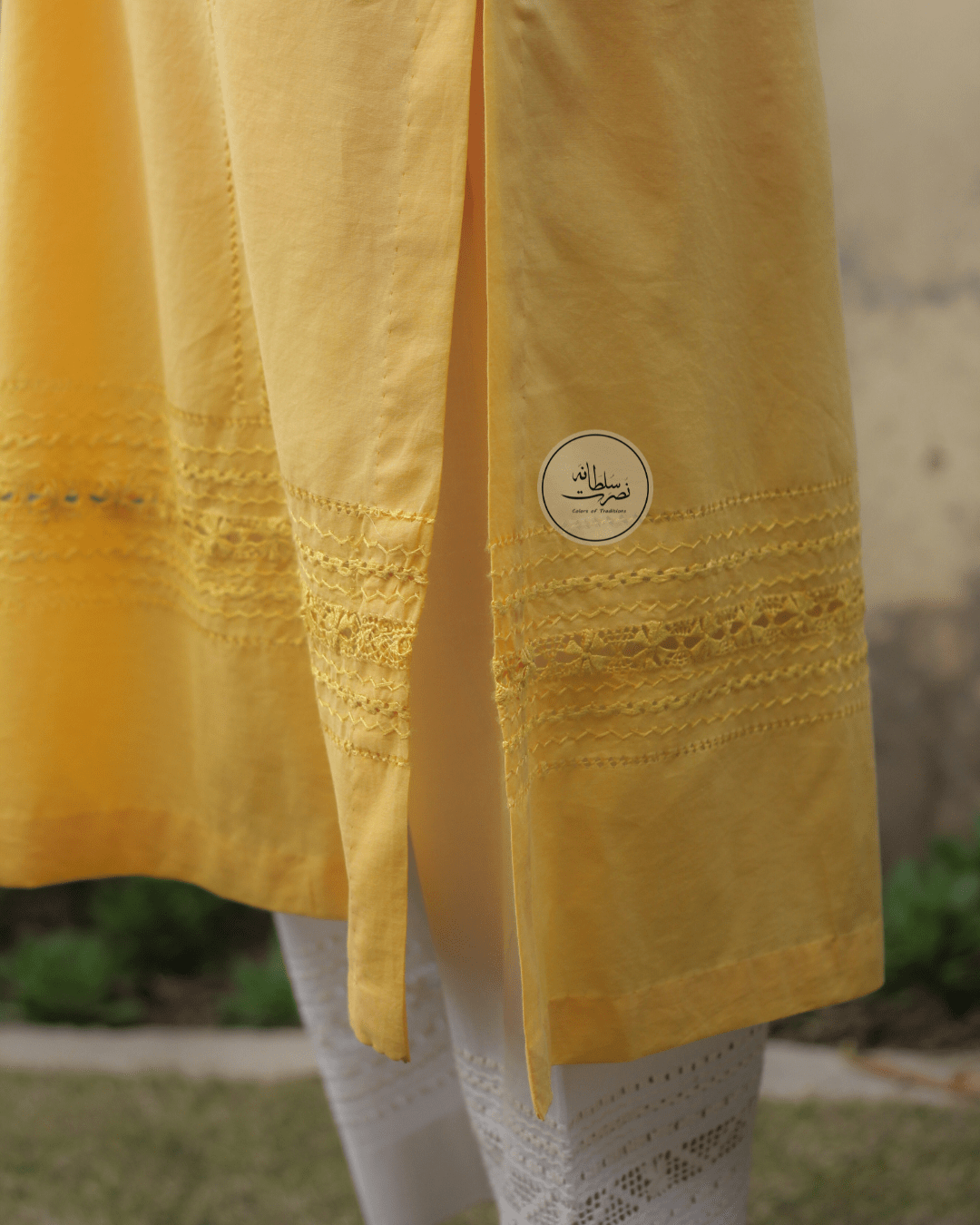 Handcrafted Tarkashi Work Pure Lawn Shirt - Pret - Fresh Yellow