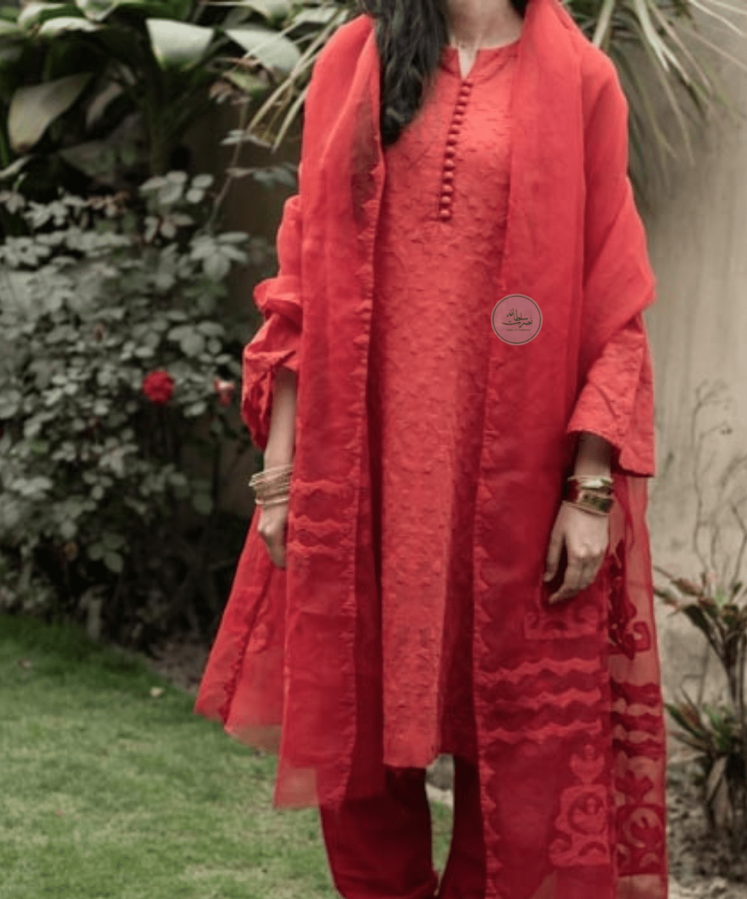 Burnt Orange - Swiss Lawn Handcrafted Ralli Work – 2 Piece