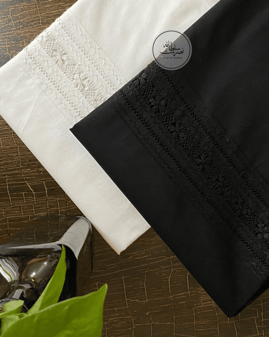 Black & White Handcrafted Tarkashi Trouser - Unstitched