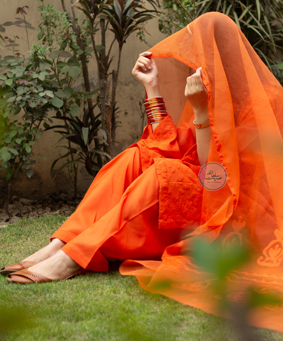 Orange - Pure Swiss Lawn Handcrafted Ralli Work – 2 Piece