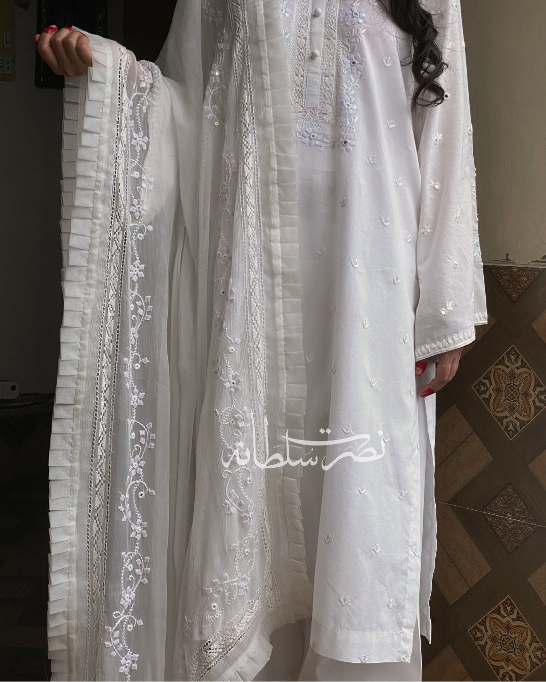 Pure Chiffon Handcrafted Tarkashi Dupatta