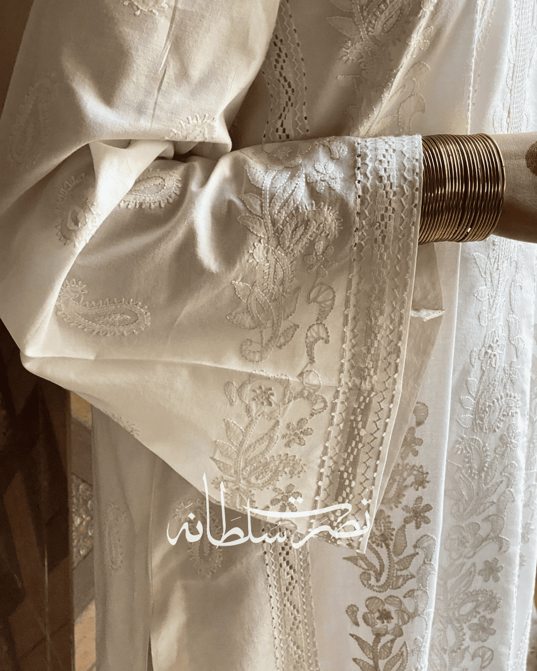 Classic Pearl White Handcrafted Tarkashi Shirt - Pret - Lawn