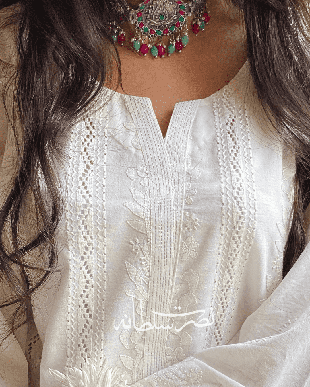 Classic Pearl White Handcrafted Tarkashi Shirt - Pret - Lawn