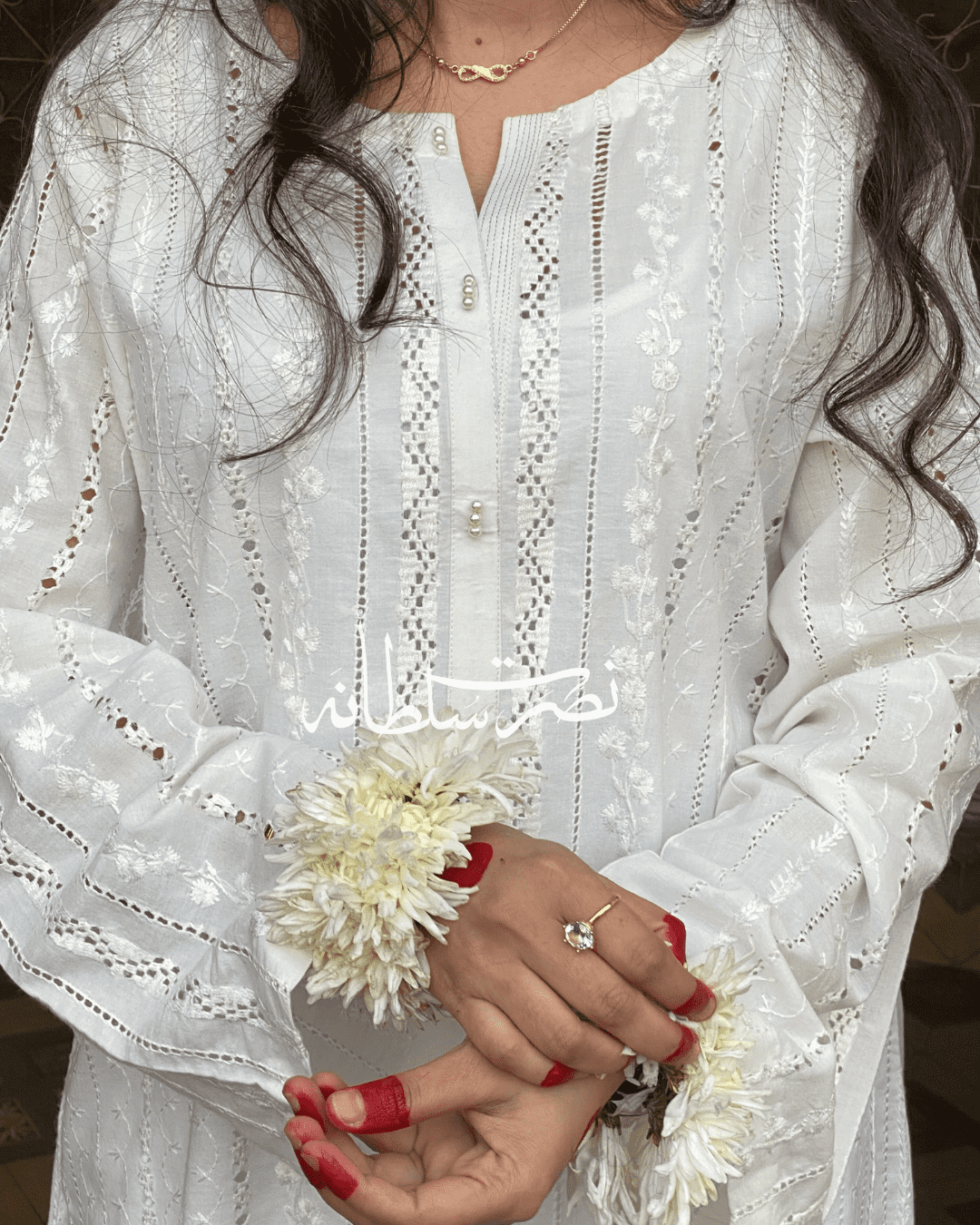 Classical Dove White Tarkashi and Hand Embroidered Kurta