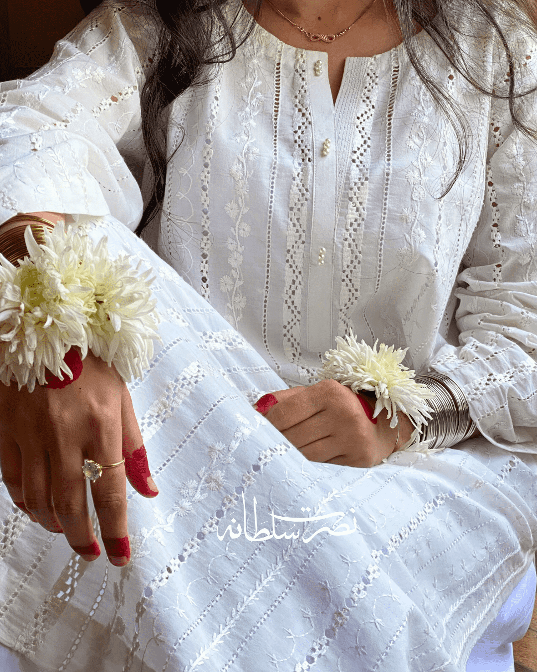 Classical Dove White Tarkashi and Hand Embroidered Kurta