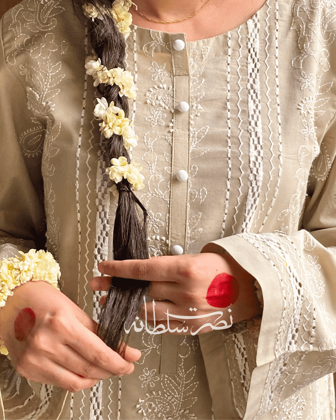 Classic Beige Tarkashi & Hand Embroidered Shirt - Beige Shade