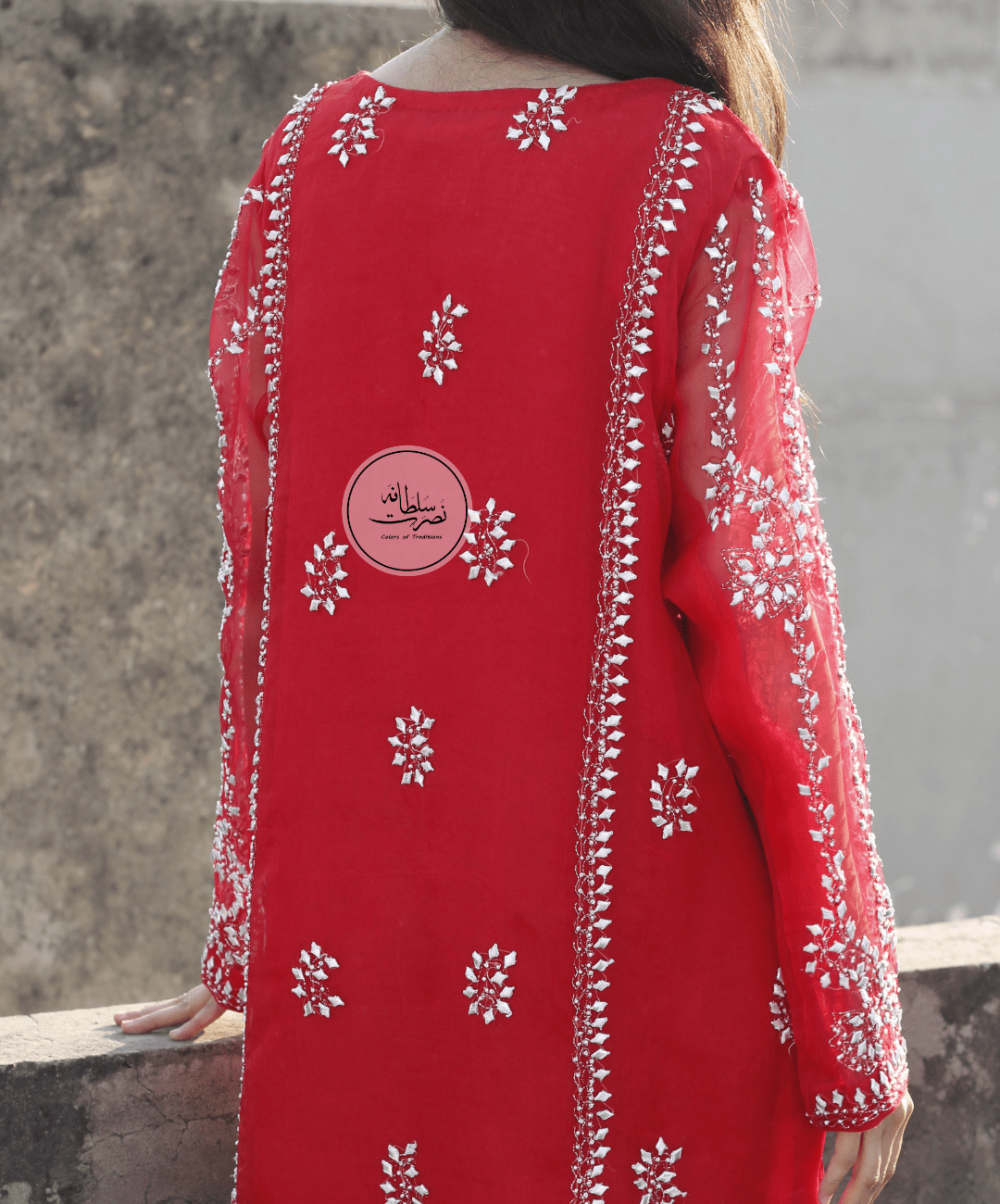 Pure Organza - Traditional Gota, Beads, Ari and Tilla Work - Medium