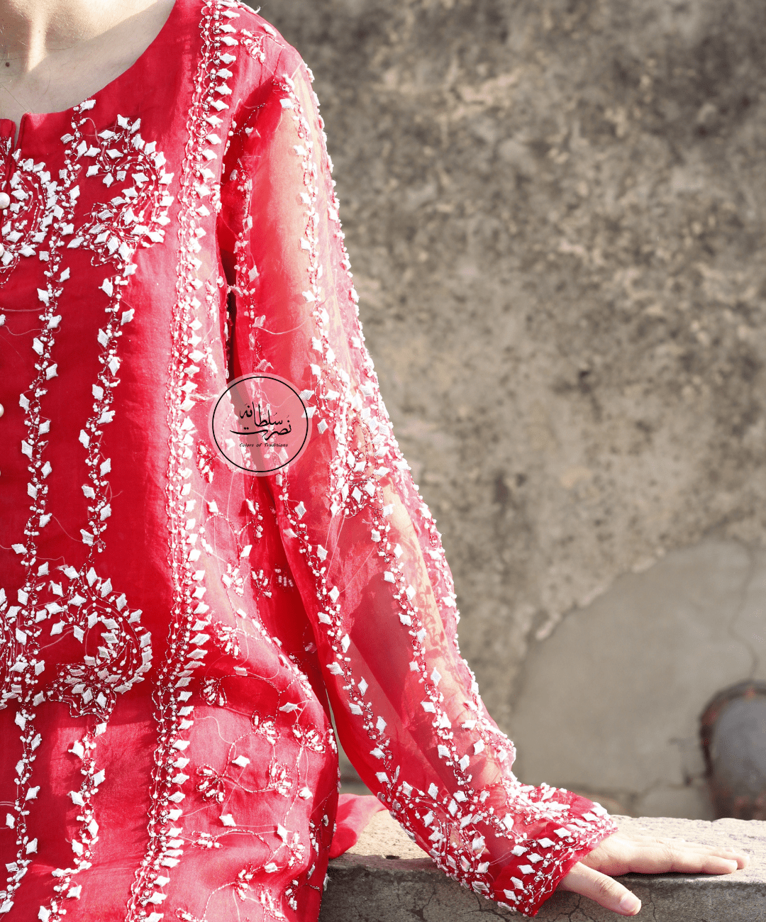 Pure Organza - Traditional Gota, Beads, Ari and Tilla Work - Medium