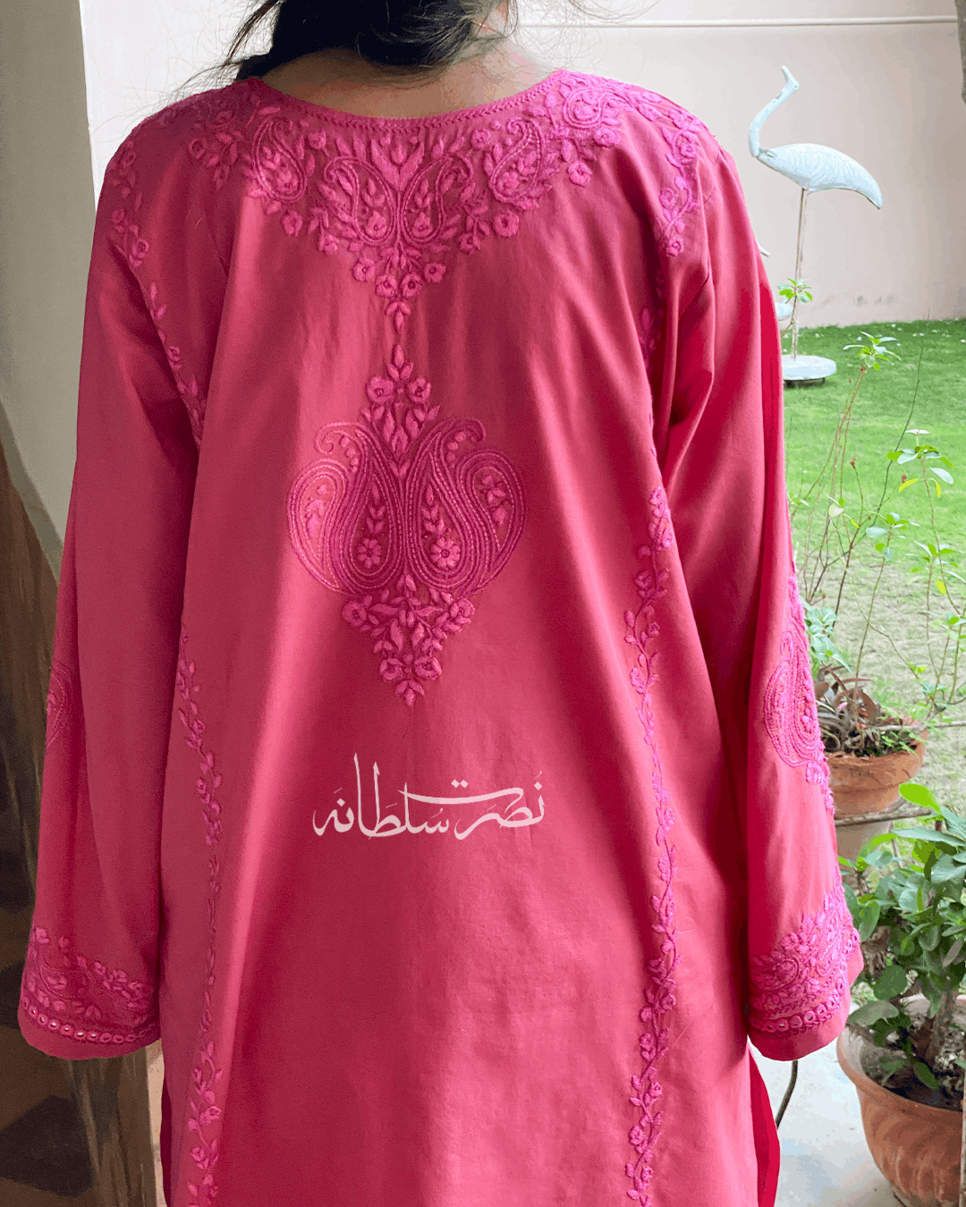 Rose Pink Hand Embroidery and Tarkashi Kurta - Summer Lawn