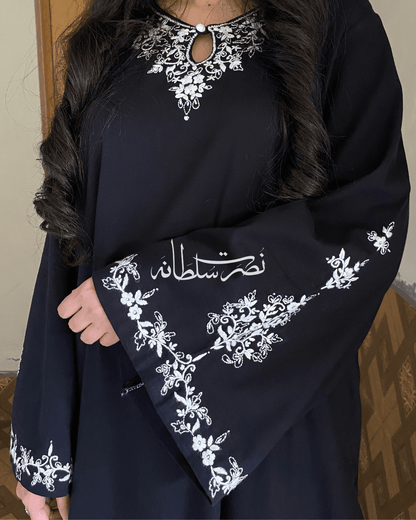 Classical Black and White Hand Embroidered Marina Shirt - Pret