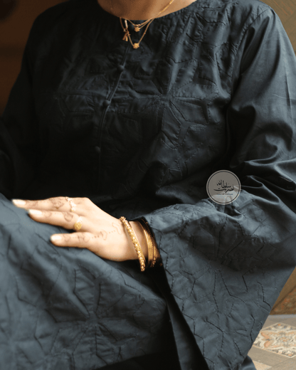 Classic Black - Handcrafted Ralli Shirt & Organza Dupatta