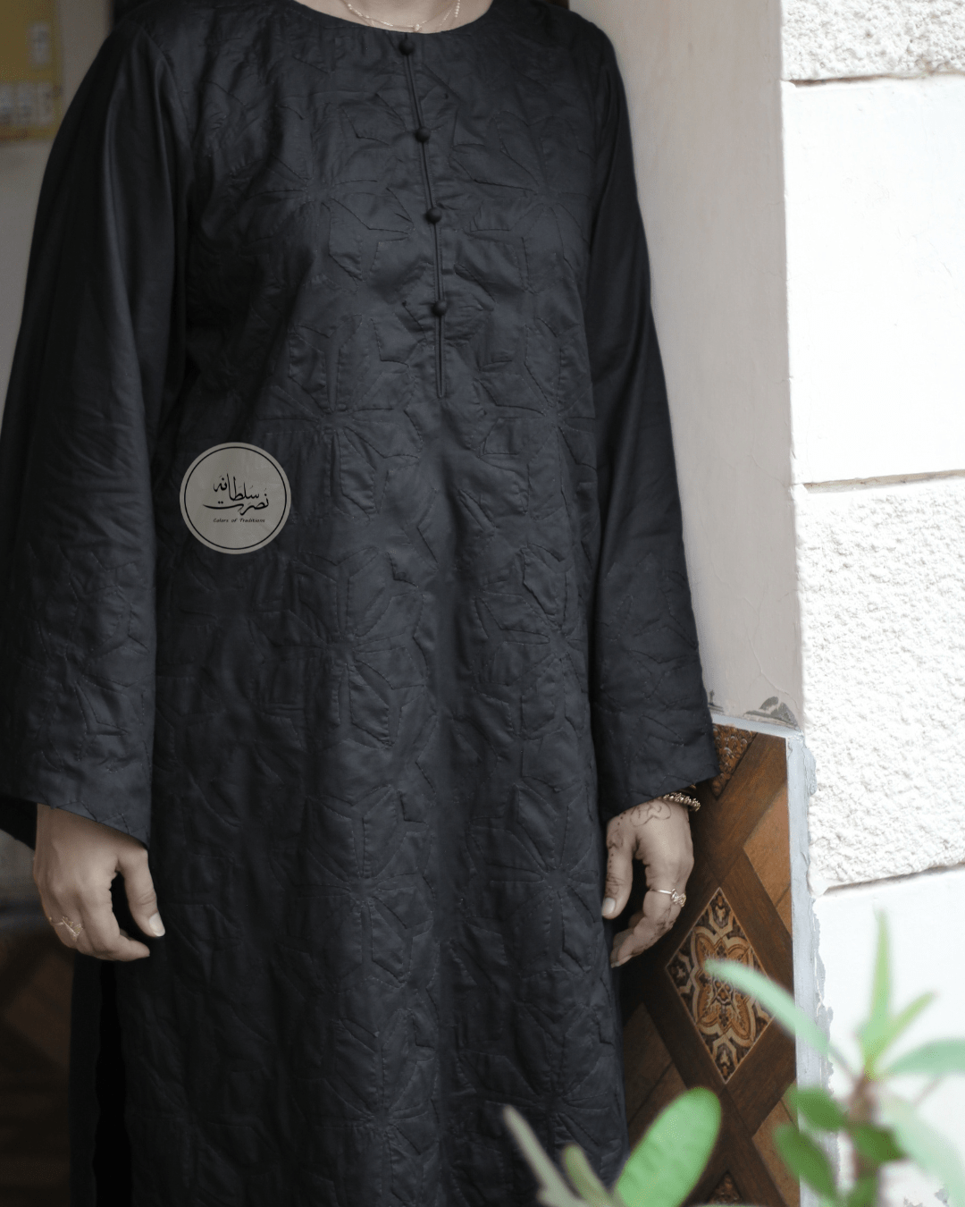 Classic Black - Handcrafted Ralli Shirt & Organza Dupatta