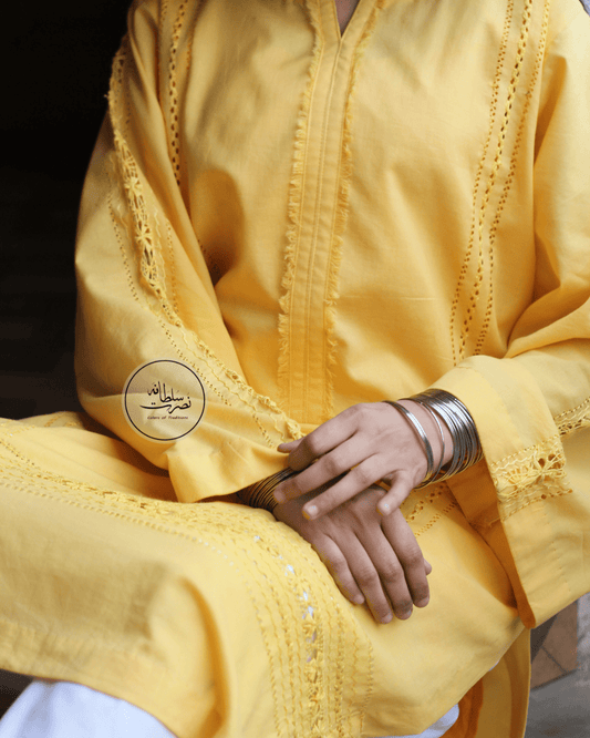Handcrafted Tarkashi Work Pure Lawn Shirt - Pret - Fresh Yellow