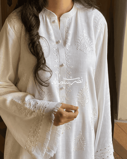 NOOR - Tarkashi and Hand Embroidered Irish Linen Kurta