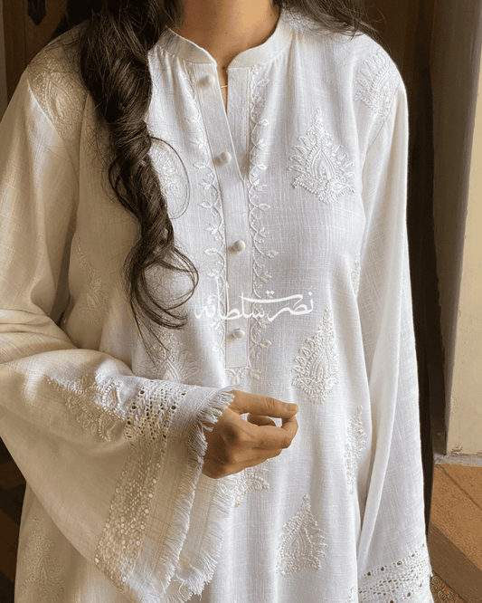 NOOR - Tarkashi and Hand Embroidered Irish Linen Kurta