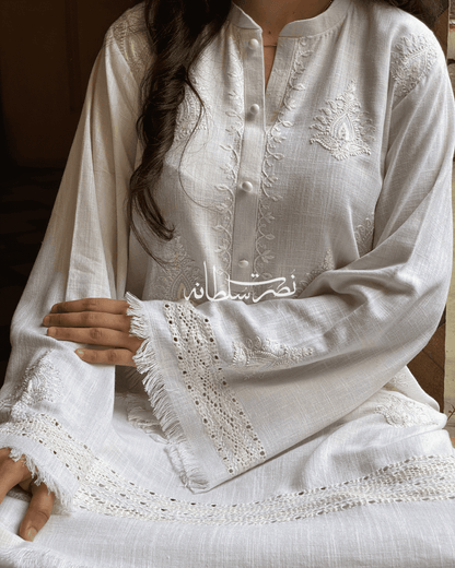 NOOR - Tarkashi and Hand Embroidered Irish Linen Kurta