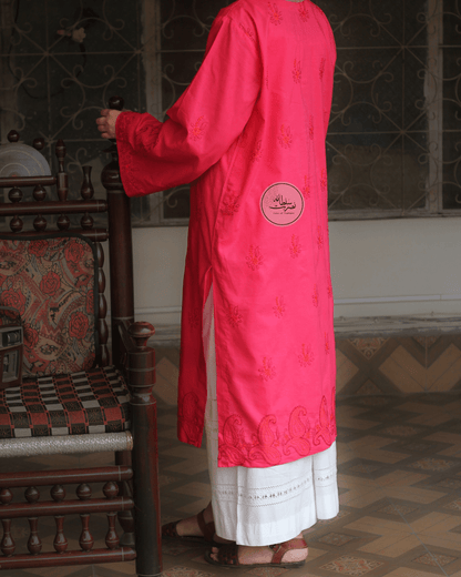 Pure Lawn Hand Embroidered Shirt - Pret - Reddish Pink Shade