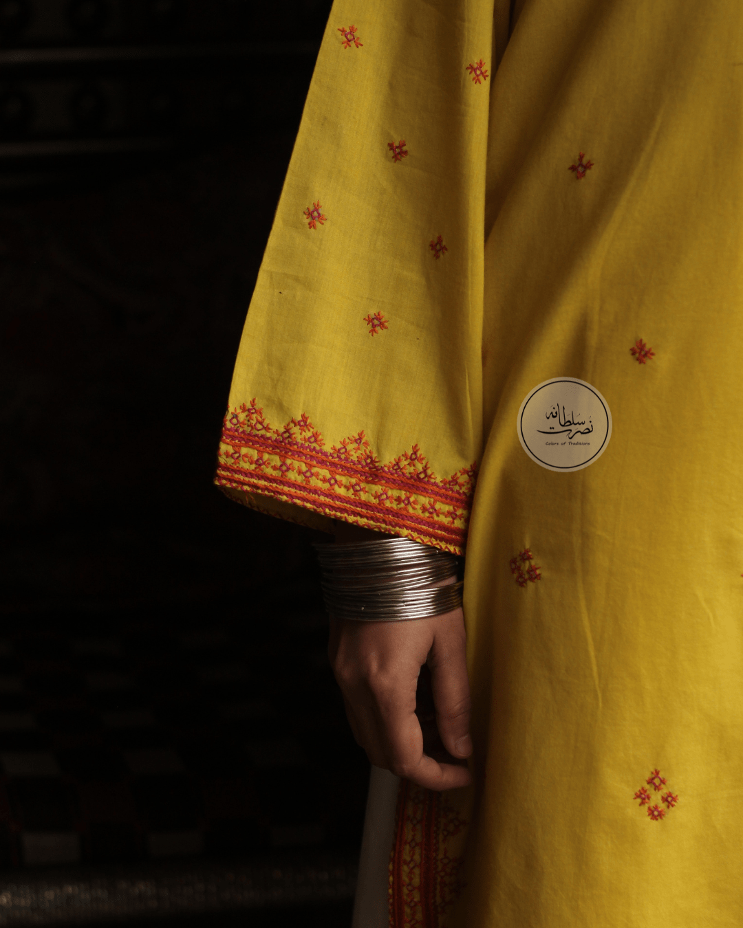 Hand Embroidered Pure Lawn Shirt - Blazing Yellow - Pret