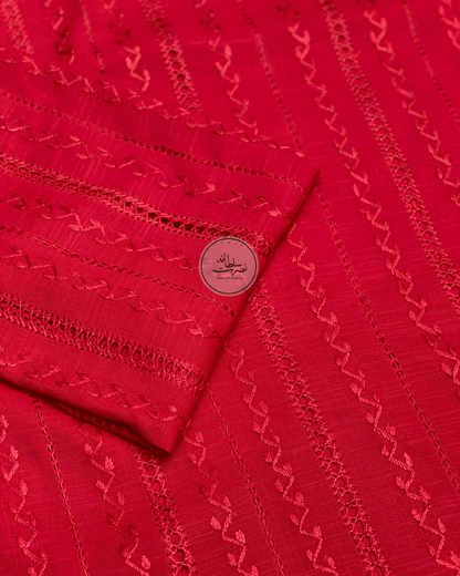 Hot Red - Handcrafted Tarkashi - Irish Linen Shirt