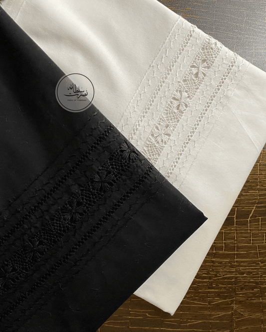 Black & White Handcrafted Tarkashi Trouser - Unstitched