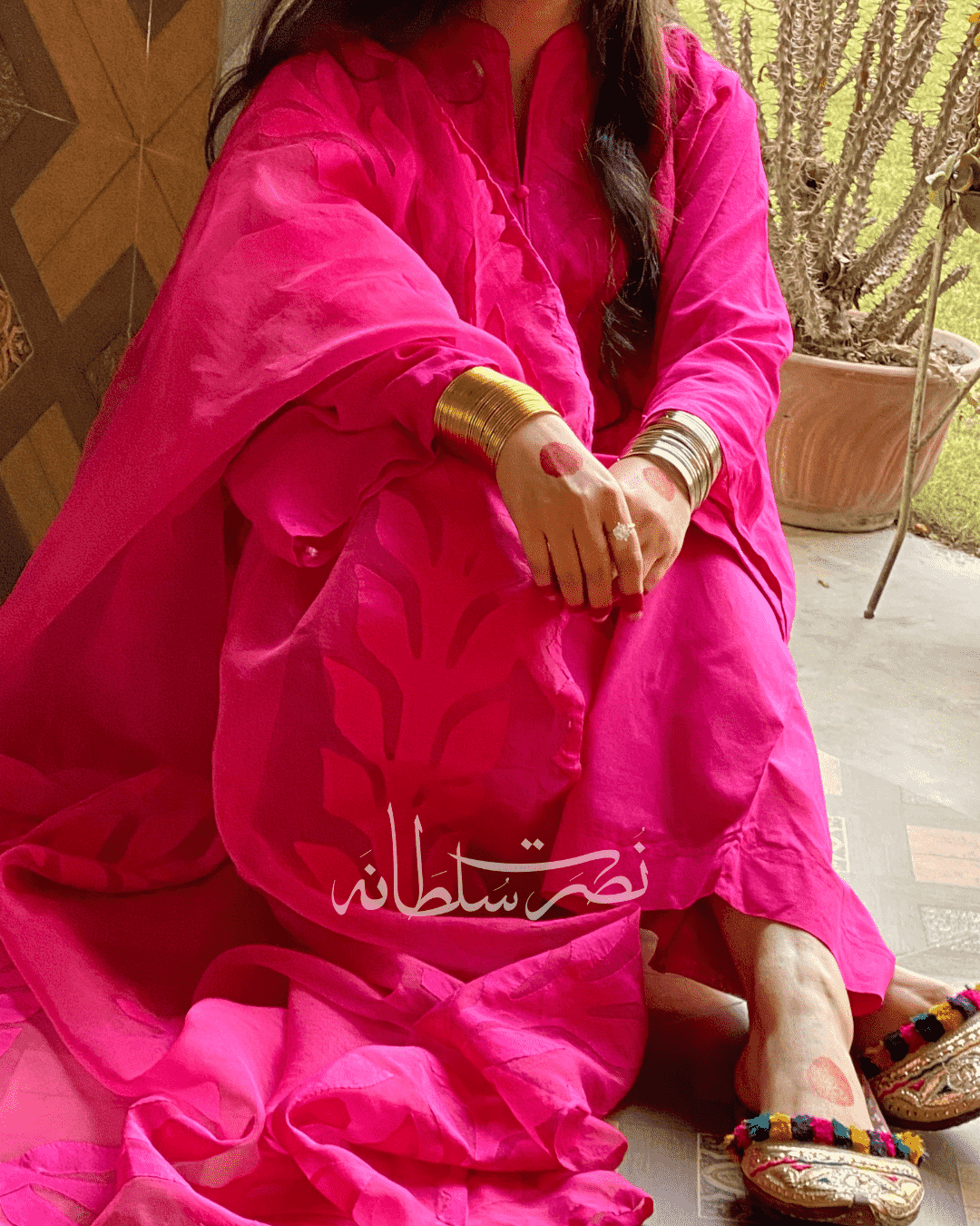 Hot Pink - Swiss Lawn Handcrafted Ralli Work – 2 Piece