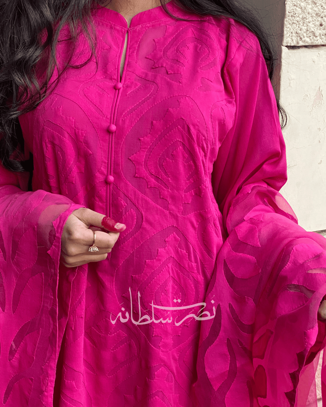 Hot Pink - Swiss Lawn Handcrafted Ralli Work – 2 Piece