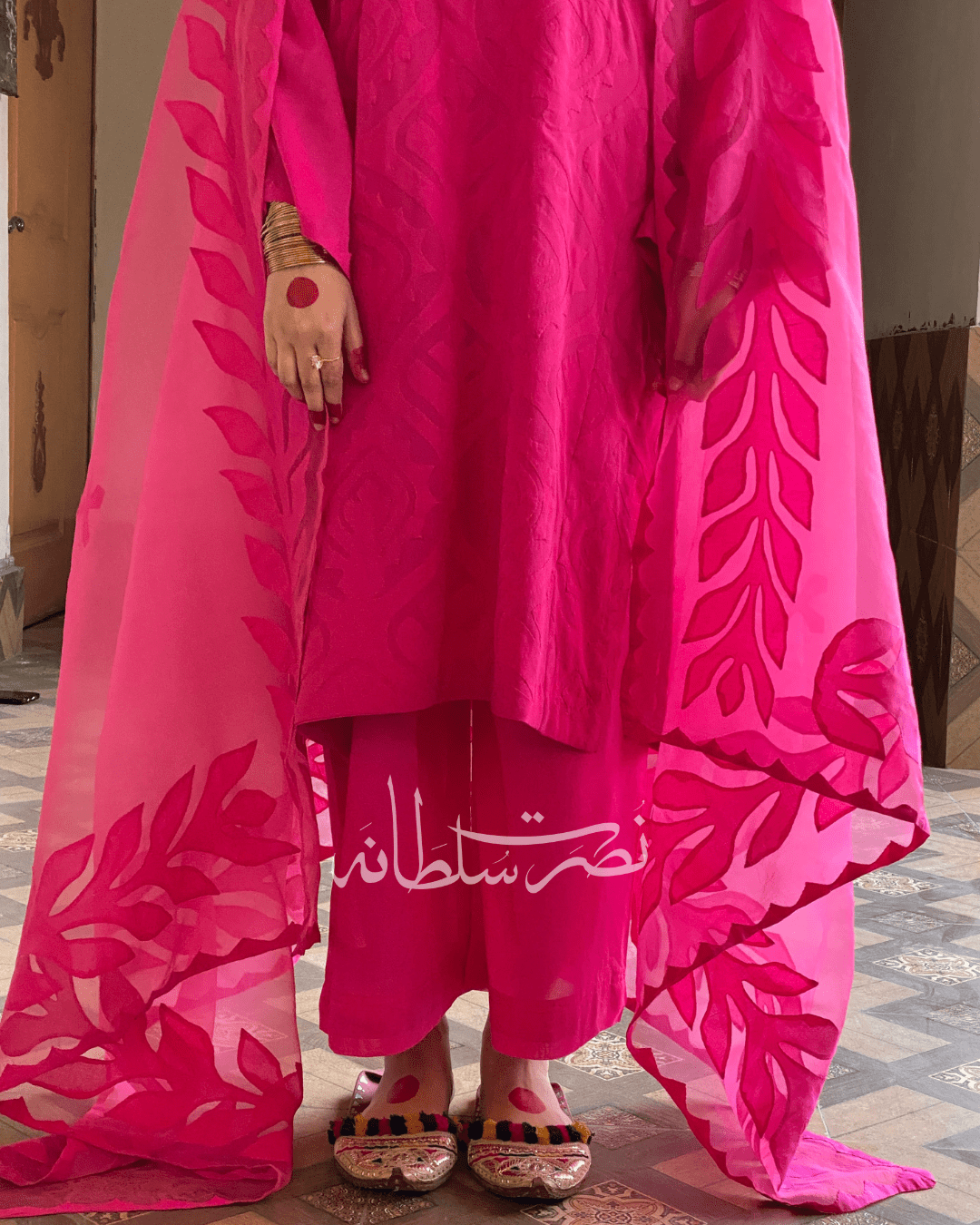 Hot Pink - Swiss Lawn Handcrafted Ralli Work – 2 Piece