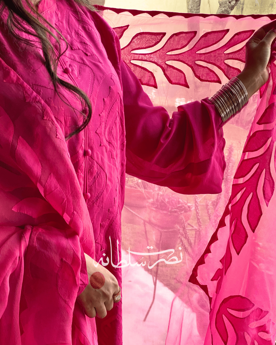 Hot Pink - Swiss Lawn Handcrafted Ralli Work – 2 Piece