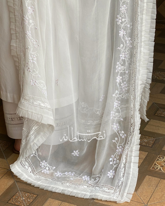 Pure Chiffon Handcrafted Tarkashi Dupatta