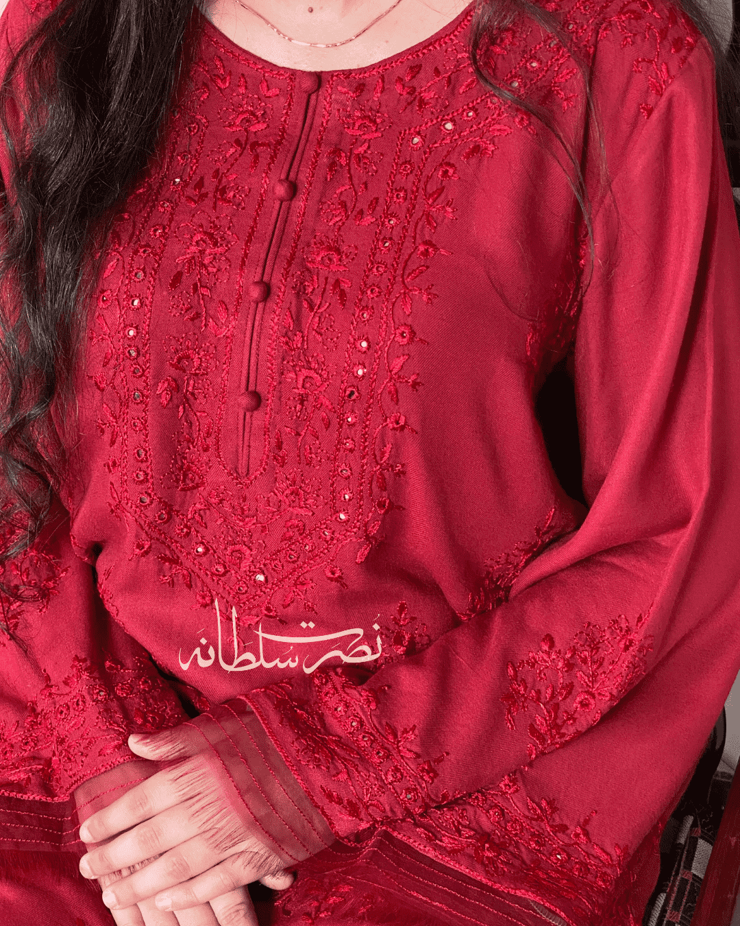 Hand Embroidered Mirror Work Kurta - Winter Marina