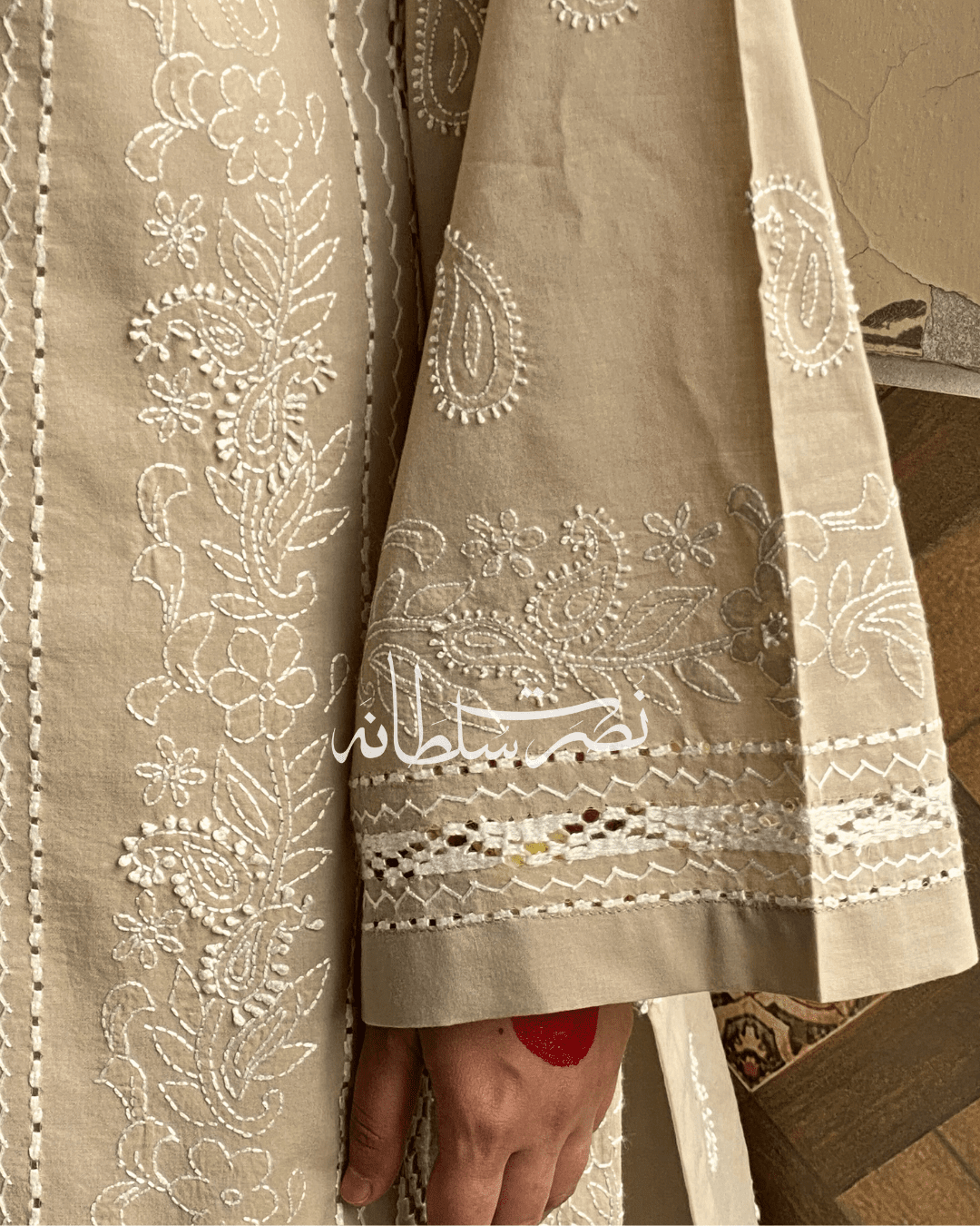Classic Beige Tarkashi & Hand Embroidered Shirt - Beige Shade