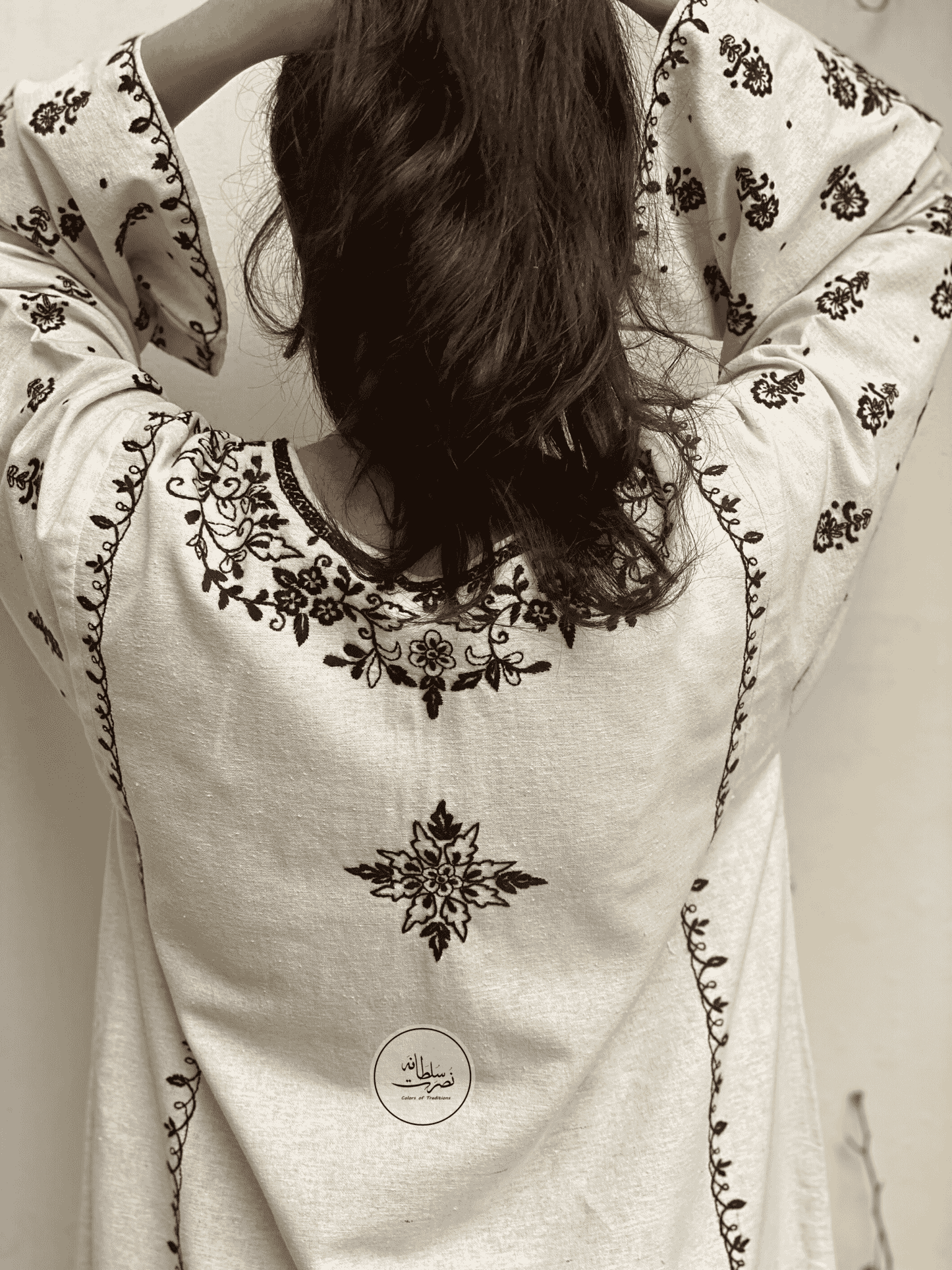 Classic White & Black - Hand Embroidered Winter Soft Khaddar Kurta – Pret