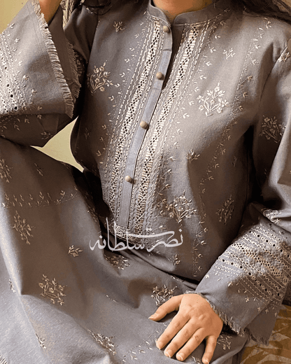 Traditional Hand Embroidery & Tarkashi work Shirt - Coffee Shade