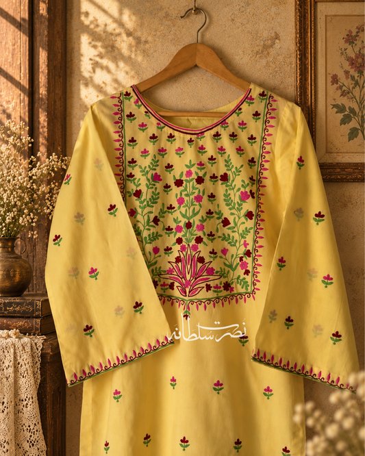 Beautiful Handmade Kurta - Butter Yellow Shade