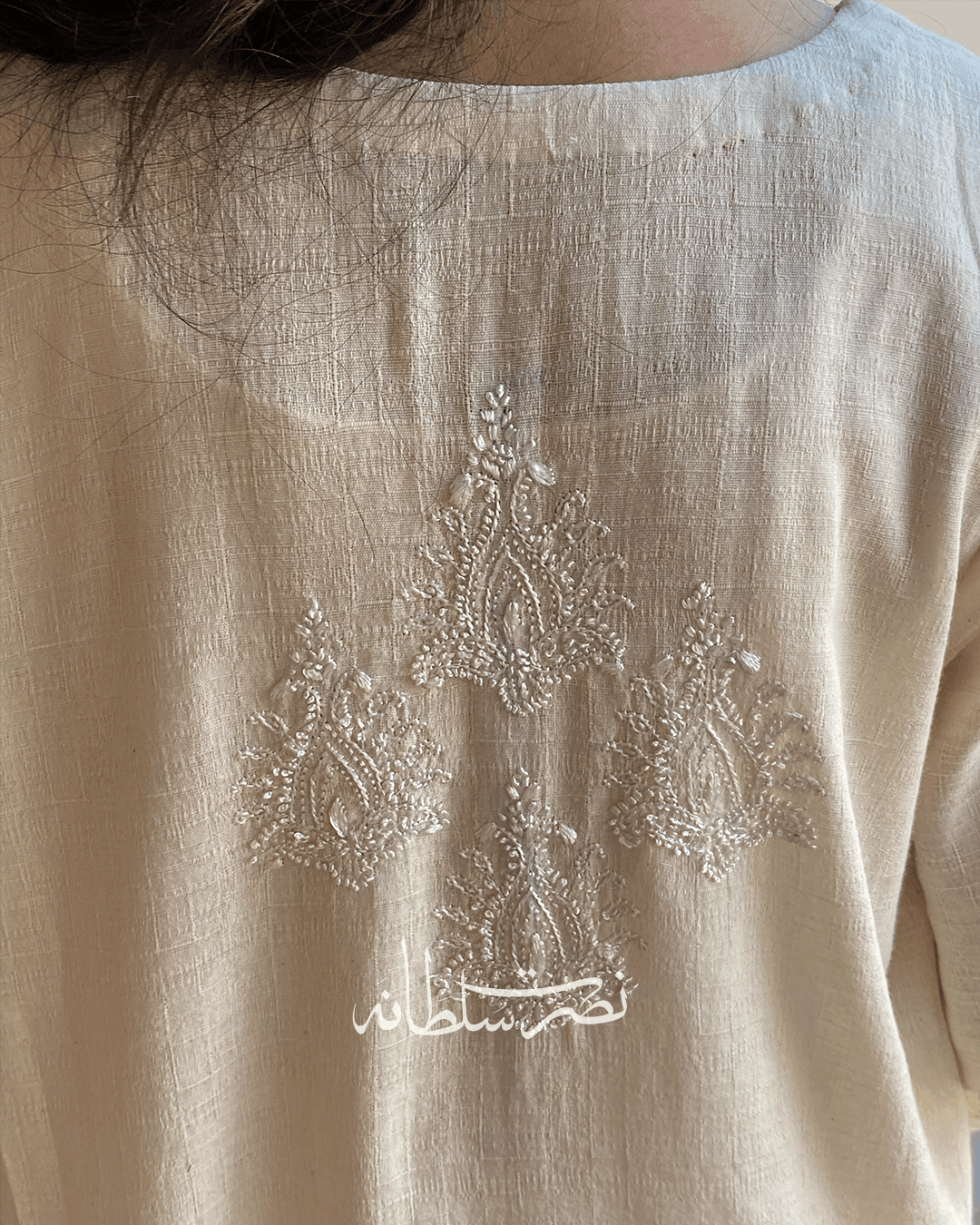 Handmade Soft Cream Irish Lawn Tarkashi Work Kurta - Premium Summer Lawn